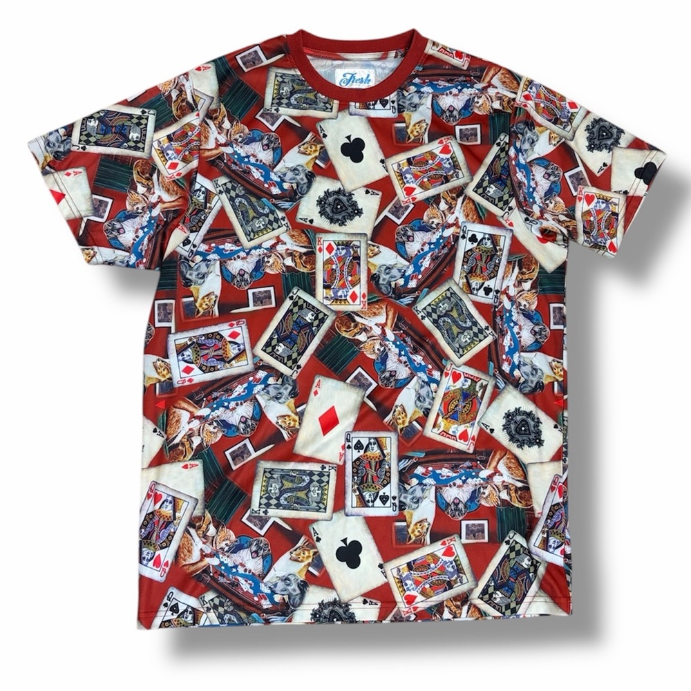 Poker Shirt Men's Large Dogs Playing Cards Fresh Prints of Bel Air Novelty Print